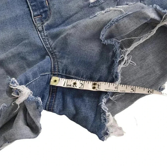 American Eagle Jean Shorts Hi-Rise Shortie Blue Denim Super Stretch Distressed 8 - Picture 10 of 10